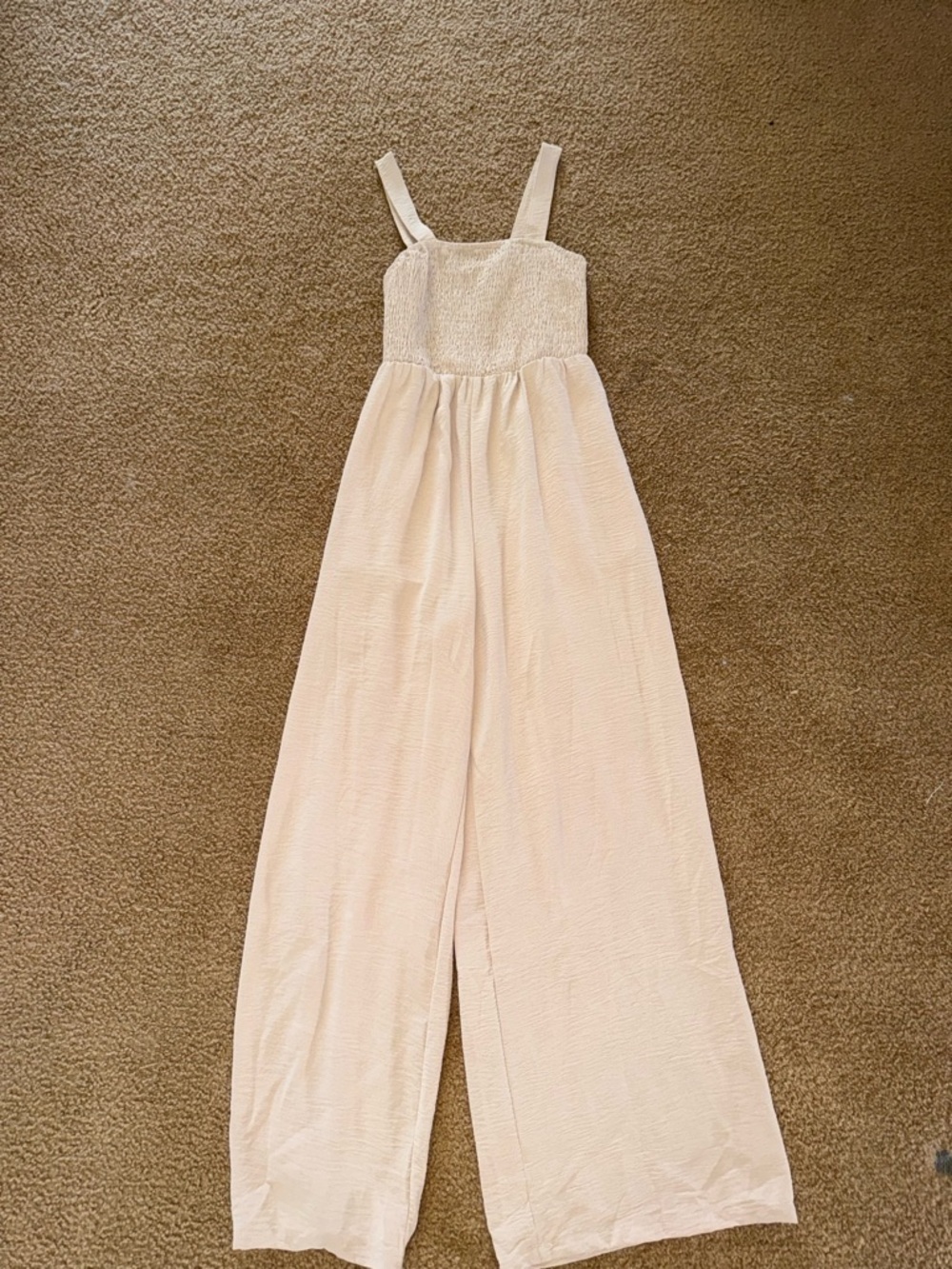 3 clothing items for $20 Women’s Cream Smocked Wide-Leg Jumpsuit